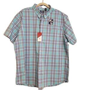 Izod The Advantage Poplin button down short sleeve shirt size 2XL NWT